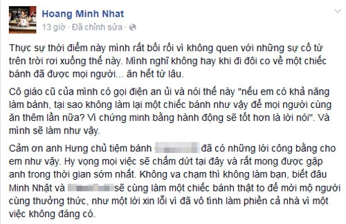 Minh nhật masterchef xin lỗi đã nhận vơ chiếc bánh tặng thầy cô - 3