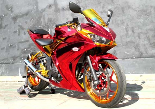  yamaha r25 bọc crôm phong cách iron man - 1