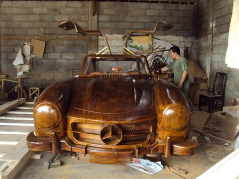  mercedes 300sl 1955 làm từ gỗ tếch - 1