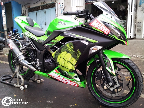  kawasaki ninja 250r độ tem theo phong cách marvel - 1