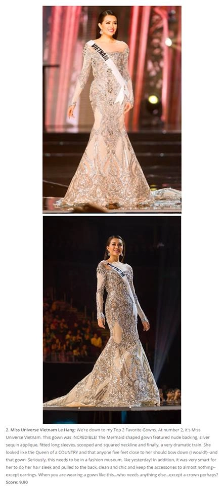 Váy dạ hội đẹp xuất sắc tin vui lại đến với lệ hằng tại miss universe 2016 - 2