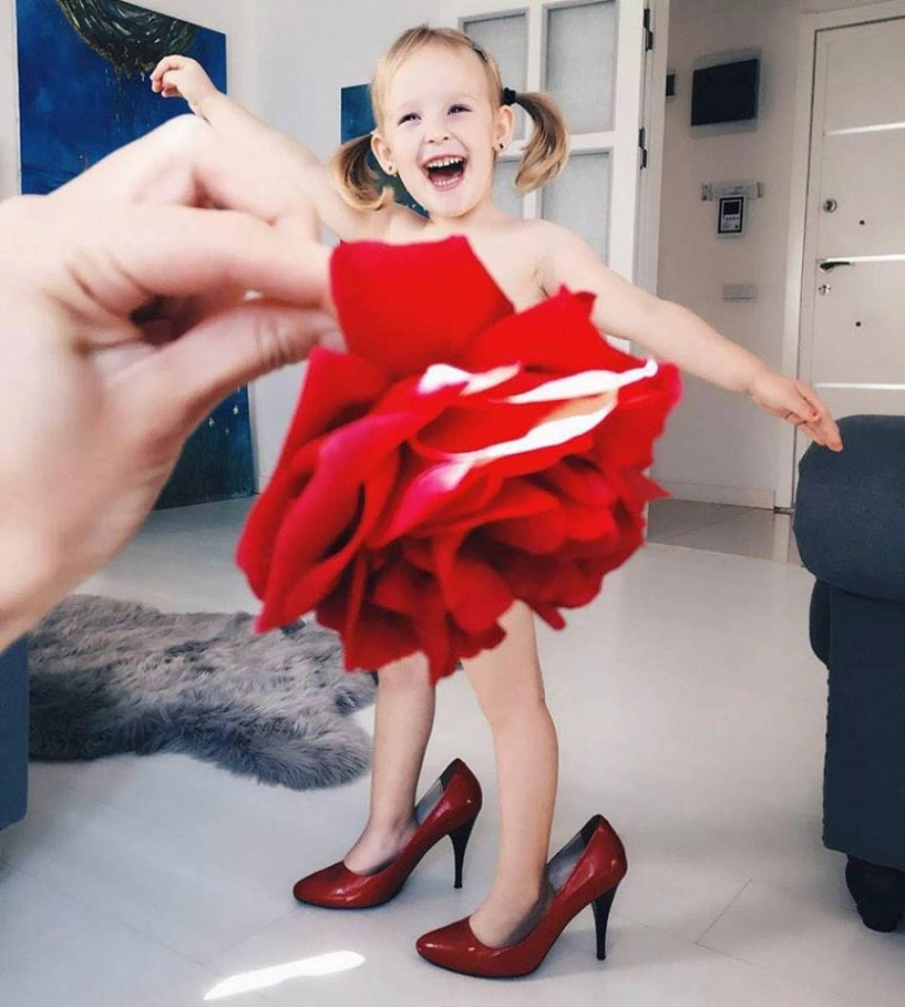 Cô bé 3 tuổi bỗng nổi khắp thế giới nhờ những chiếc váy có sẵn trong vườn trong bếp - 2