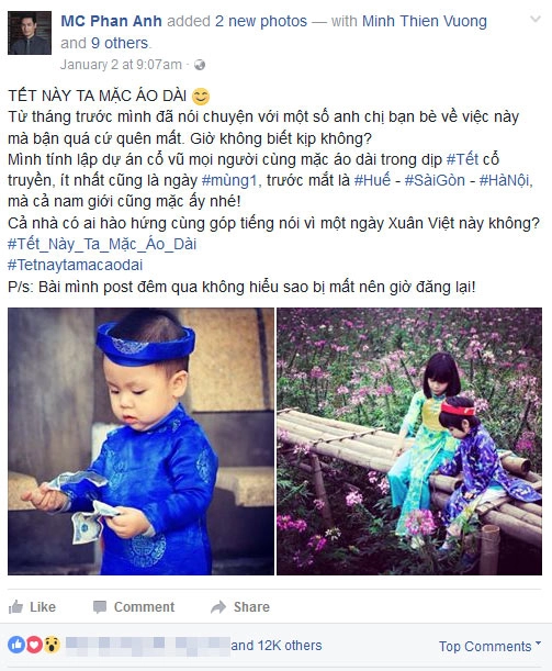 Mc phan anh lại tạo sóng mạng xã hội khi kêu gọi mặc áo dài ngày tết - 1