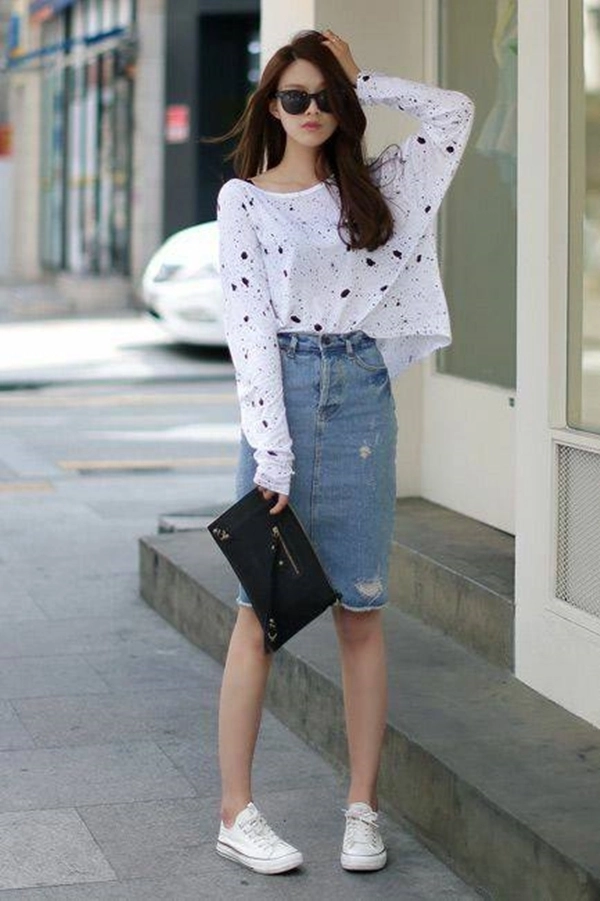 Phong cách dạo phố với váy jeans thần thánh không phải lo ngại ngày mưa bão - 8