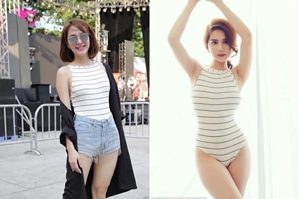 Cùng một set đồ bikini ngọc trinh khoe dáng quyến rũ còn minh hằng diện hẳn ra phố - 1