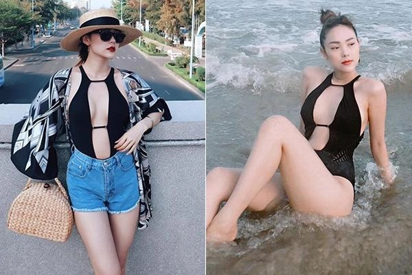 Cùng một set đồ bikini ngọc trinh khoe dáng quyến rũ còn minh hằng diện hẳn ra phố - 3