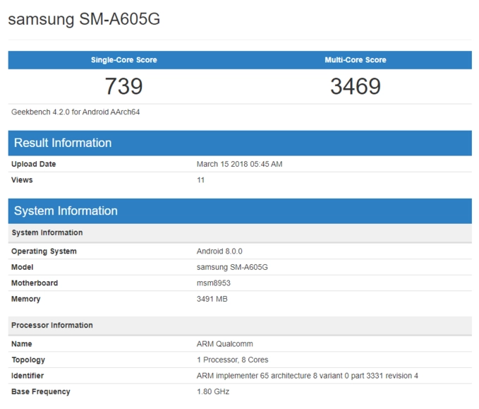 Samsung galaxy a6 và a6 bất ngờ xuất hiện trên geekbench - 2