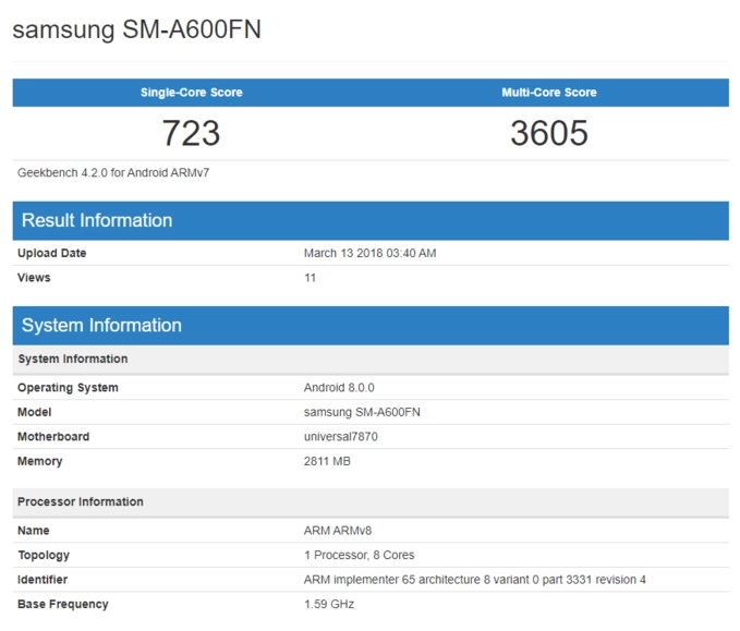 Samsung galaxy a6 và a6 bất ngờ xuất hiện trên geekbench - 1