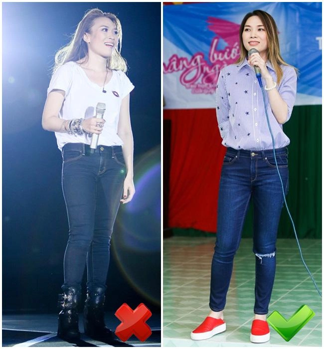 Đùi to chân ngắn như mỹ tâm chọn quần jeans cẩu thả là thảm họa ngay - 2