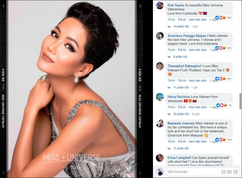 Fan quốc tế đồng loạt ủng hộ hhen được dự đoán sẽ tiến thẳng top 5 miss universe 2018 - 2