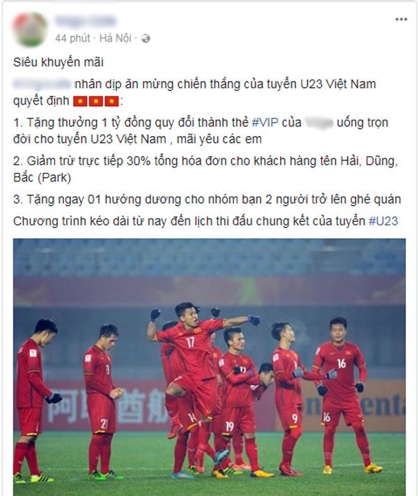 Cơn bão mang tên quang hải tiến dũng hàng loạt cửa hàng giảm giá mừng chiến thắng u23 việt nam - 2