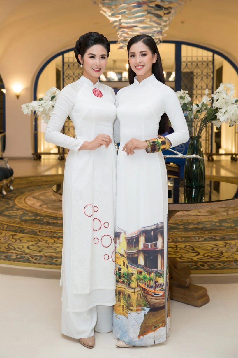 Hoa hậu tiểu vy và đỗ mỹ linh đọ sắc trong tà áo dài duyên dáng khi lần đầu xuất hiện chung tại sự kiện - 2