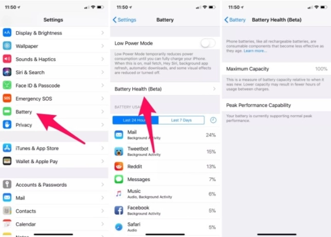 Làm thế nào để kiểm tra tình trạng pin lấy lại hiệu năng iphone với ios 113 - 1