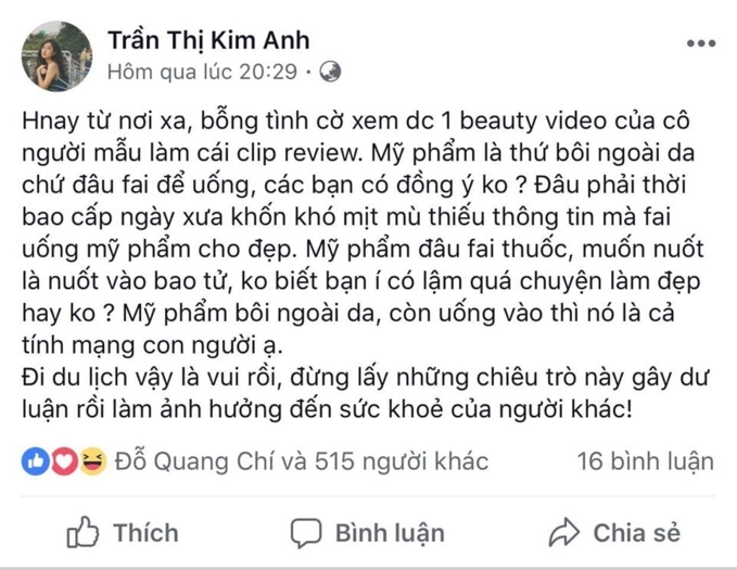 Cao thiên trang bị beauty blogger misoa và cộng đồng mạng chửi thẳng mặt vì uống luôn cả mỹ phẩm - 2