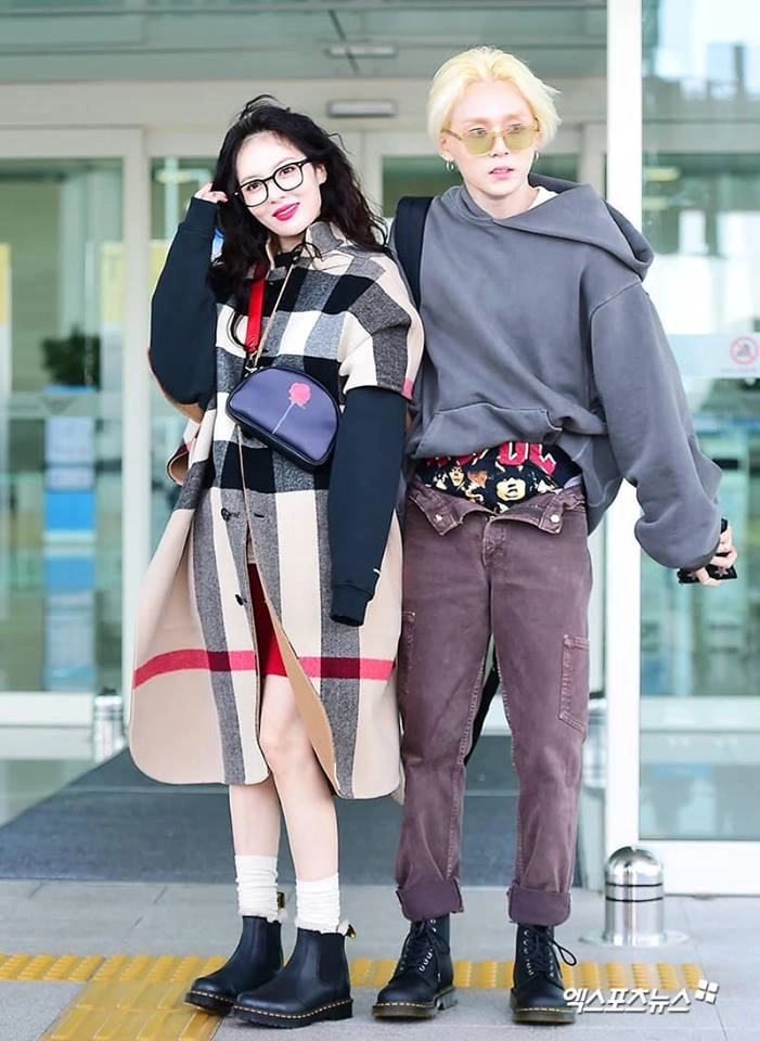 Hyuna và edawn tình tứ không rời tại sân bay nhưng điều mà fan chú ý lại là quần của edawn - 1