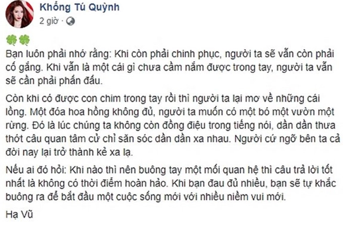 Khổng tú quỳnh ẩn ý chia tay ngô kiến huy đáp trả lạnh lùng - 2