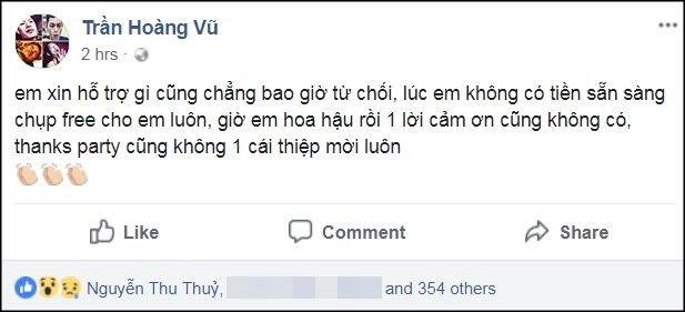 Bị tố vong ơn bội nghĩa hương giang đã vào thẳng facebook của nhiếp ảnh gia bình luận cực sốc - 1