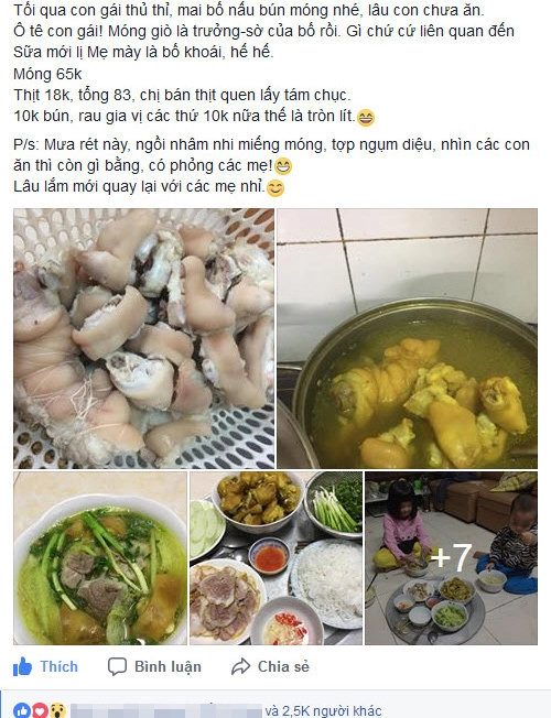 Chia sẻ món bún móng giò tự tay nấu ông bố 4 con được chị em hết lời khen ngợi - 2