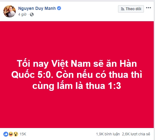 Duy mạnh trở thành thánh tiên tri khi dự đoán chính xác tỉ số trận đấu giữa việt nam và hàn quốc - 2