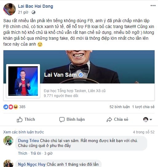 Nhà báo lại văn sâm chơi facebook cảm ơn các anh chị đã chịu kết bạn nhé - 1