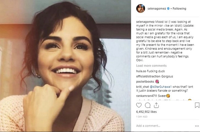 Selena gomez bất ngờ tuyên bố ngưng sử dụng mạng xã hội - 1
