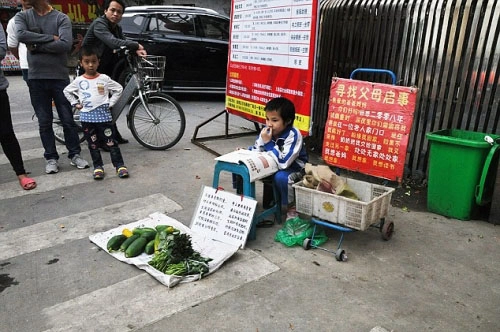 Cảm động bức tâm thư tìm cha mẹ của bé gái trung quốc mồ côi đi bán rau - 1