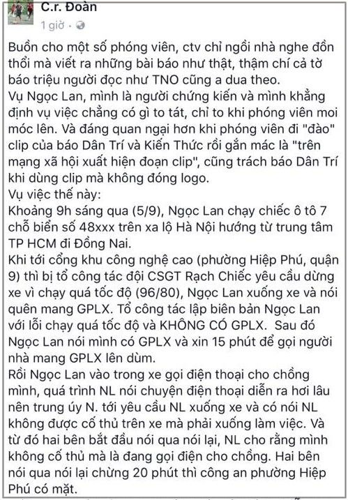 Chồng ngọc lan tung bằng chứng giải oan cho vợ khi bị tố đã vi phạm còn to tiếng với csgt - 1