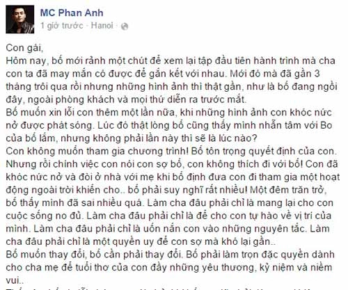 Con gái sợ bố mc phan anh viết tâm thư gửi con - 1