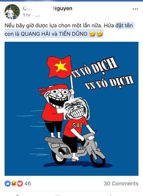 Đặt tên con là quang hải hay tiến dũng - câu hỏi hot nhất facebook lúc này - 5