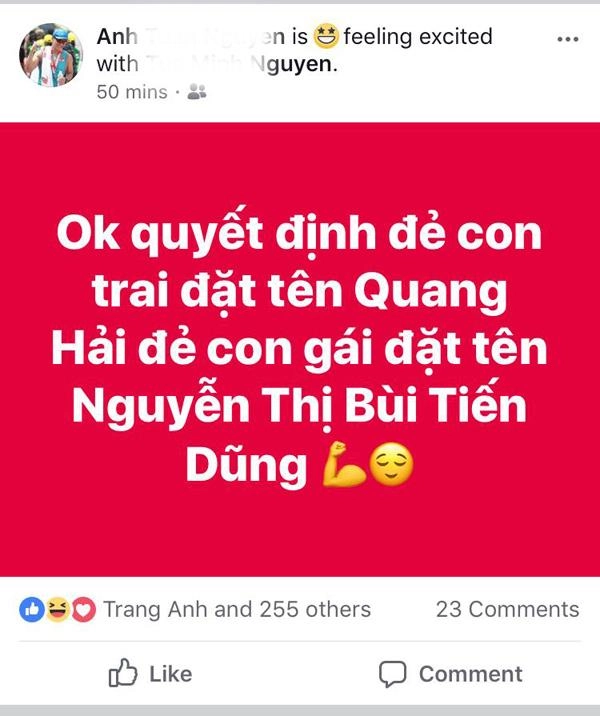 Đặt tên con là quang hải hay tiến dũng - câu hỏi hot nhất facebook lúc này - 8