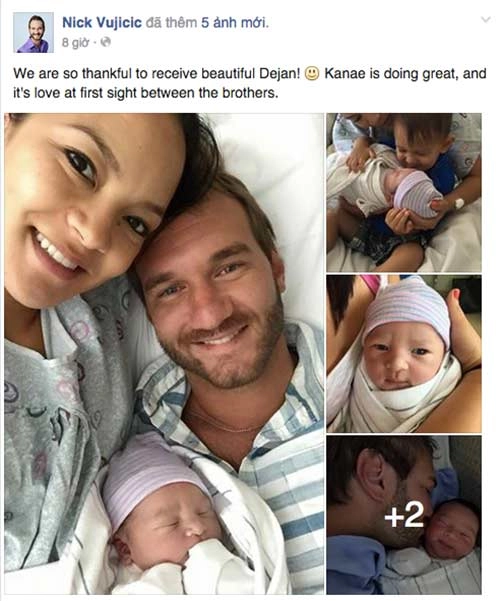 Nick vujicic hạnh phúc khoe quí tử thứ 2 vừa chào đời - 1