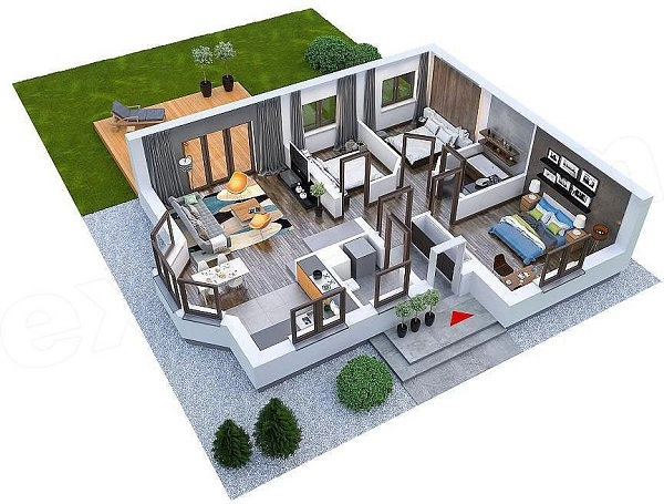 Những mẫu nhà cấp 4 mái thái 3 phòng ngủ đẹp mê mẩn - 11