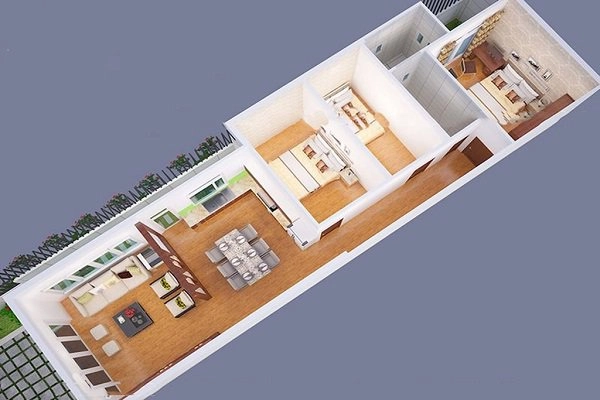 Những mẫu thiết kế nhà cấp 4 mái bằng 2-3 phòng ngủ nhà đông người nên xây - 16
