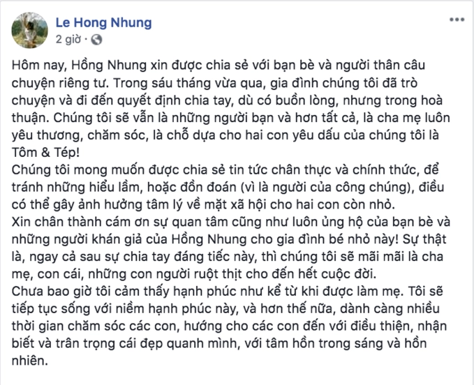 Diva hồng nhung chủ động công bố thông tin ly hôn chồng tây - 1