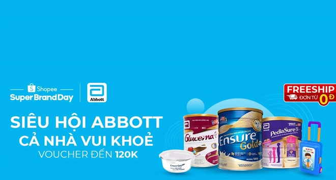 Shopee kết hợp cùng thương hiệu sữa abbott tổ chức siêu hội chính hãng tặng voucher giảm sốc đến 120k - 1