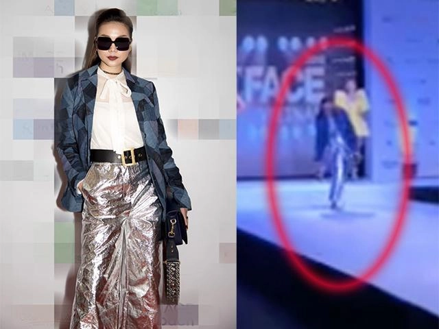 Siêu mẫu thanh hằng trượt chân và màn xử lý đỉnh cao tại họp báo the face 2018 - 1