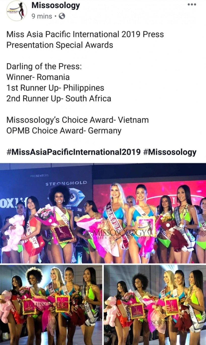 Thu hiền là đại diện thứ hai của việt nam đạt giải bình chọn tại miss asia pacific - 1