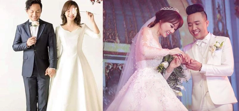 Váy cưới của vợ tiến đạt đơn giản bao nhiêu váy của hari won lộng lẫy bấy nhiêu - 2