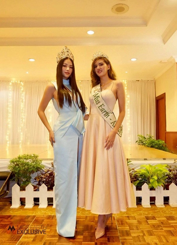 Hoa hậu phương khánh diện váy hở ngực xẻ đùi chấm thi miss earth malaysia 2019 - 4