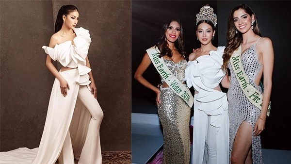 Hoa hậu phương khánh diện váy hở ngực xẻ đùi chấm thi miss earth malaysia 2019 - 6