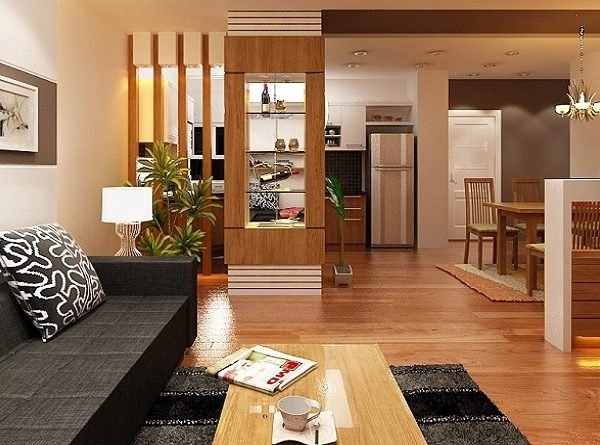 Những mẫu vách ngăn phòng khách bằng gỗ đẹp giúp căn nhà thêm rộng rãi sang trọng - 3