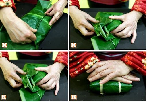 2 cách gói bánh chưng vuông vắn xanh đẹp cả nhà đều khen - 3