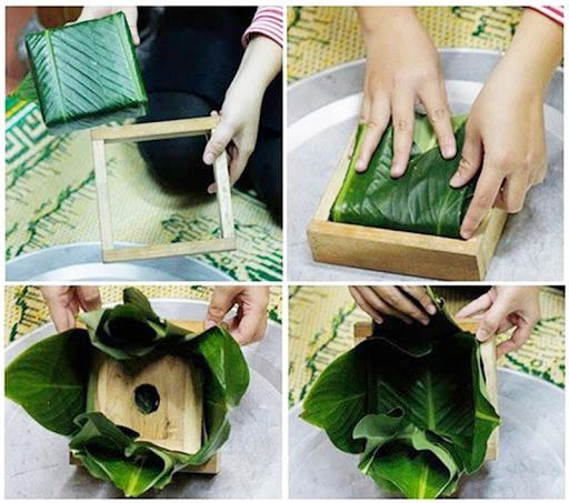 2 cách gói bánh chưng vuông vắn xanh đẹp cả nhà đều khen - 5