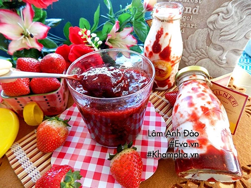 Cách làm mứt dâu tây để uống sữa chua hay làm bánh rất ngon - 7