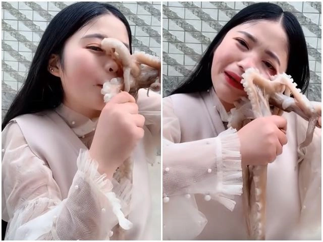 Gái xinh livestream ăn bạch tuộc sống dân mạng hết hồn vì màn nổi loạn của món ăn độc - 1