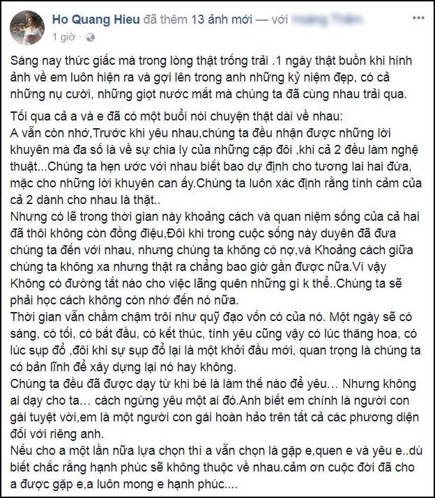 Hồ quang hiếu bất ngờ tuyên bố chia tay bảo anh vì quan niệm sống không đồng điệu - 1