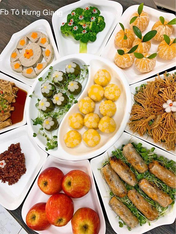 Mẹ đảm khoe mâm cỗ cúng rằm không thịt vẫn đẹp xuất sắc nhìn là mê - 2