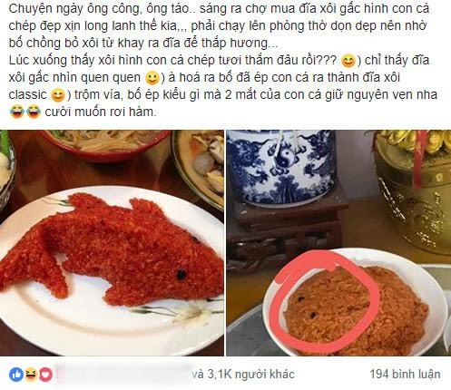 Nàng dâu lên mạng tố bố chồng biến xôi cá chép thành xôi cá đuối dân mạng soi điểm lạ - 2
