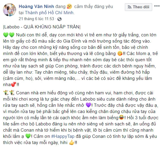 Những bà mẹ nổi tiếng tập con thói quen rửa tay thường xuyên với labobo - 4