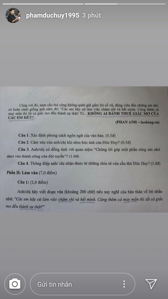 Bài viết về câu chuyện cậu bé nhặt bóng và giấc mơ thành sự thật của quàng tử đức huy lên hẳn đề thi văn trường chuyên - 4